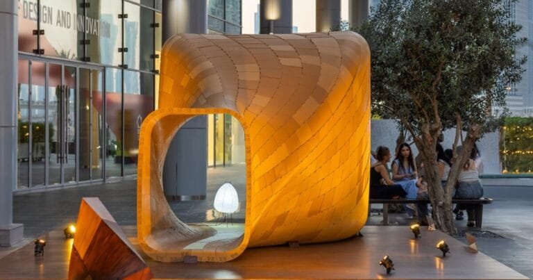 japanese wood joinery meets 3D printing at kei atsumi's dubai design week pavilion