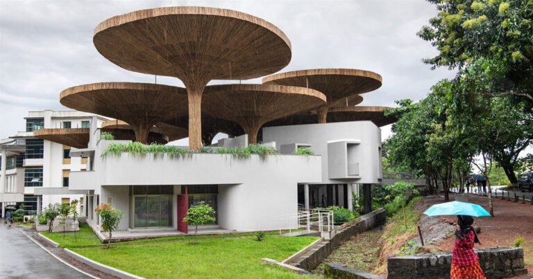 parasols crown communal hub in india by the purple ink studio