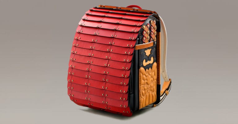 randoseru backpack recreates samurai armor with recycled scraps