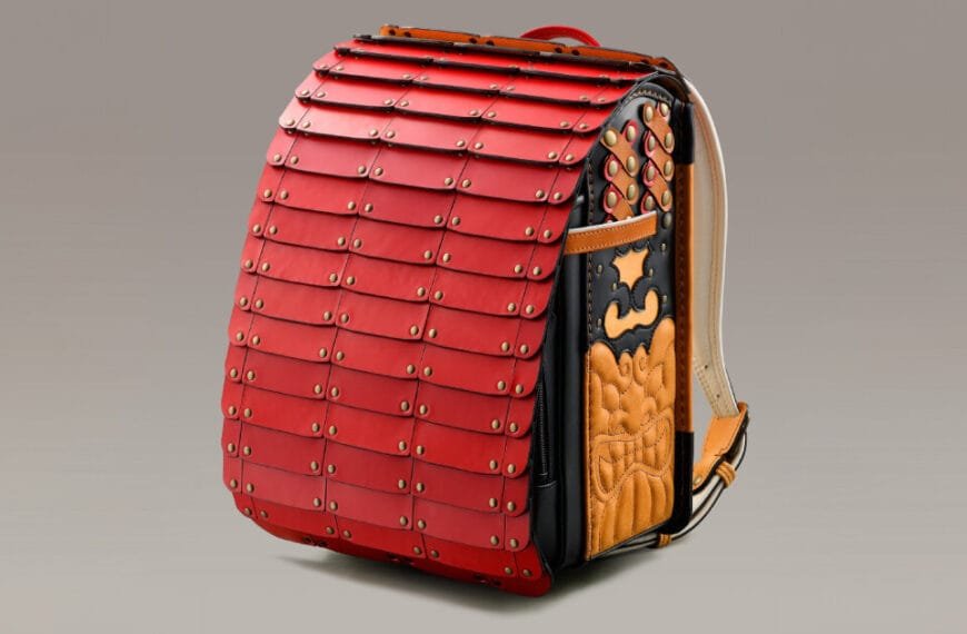 randoseru backpack recreates samurai armor with recycled scraps