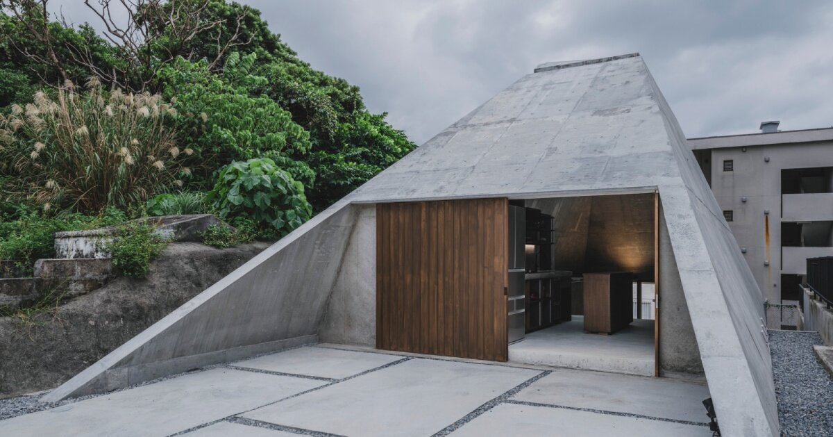 IGArchitects' pyramid hut residence echoes concrete tombs, japan