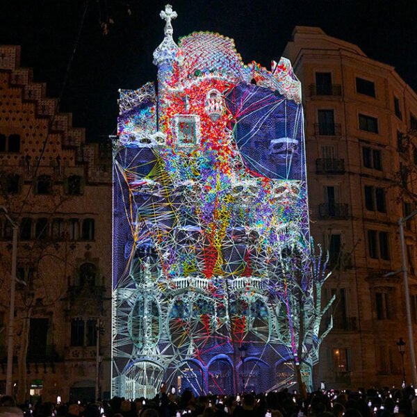 quayola reimagines gaudi’s casa batlló facade with swaying digital arboreal forms