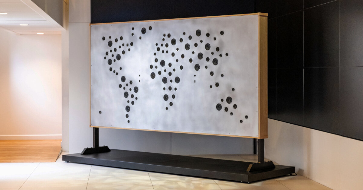 yuri suzuki creates world map with speakers for google's office