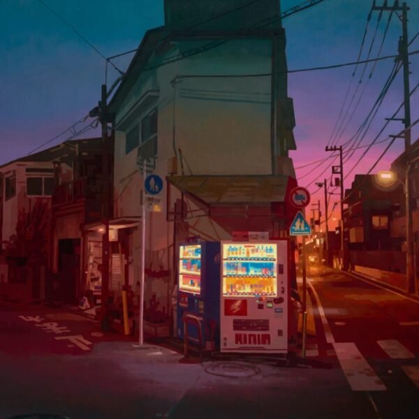 vending machine lights illuminate a dark street