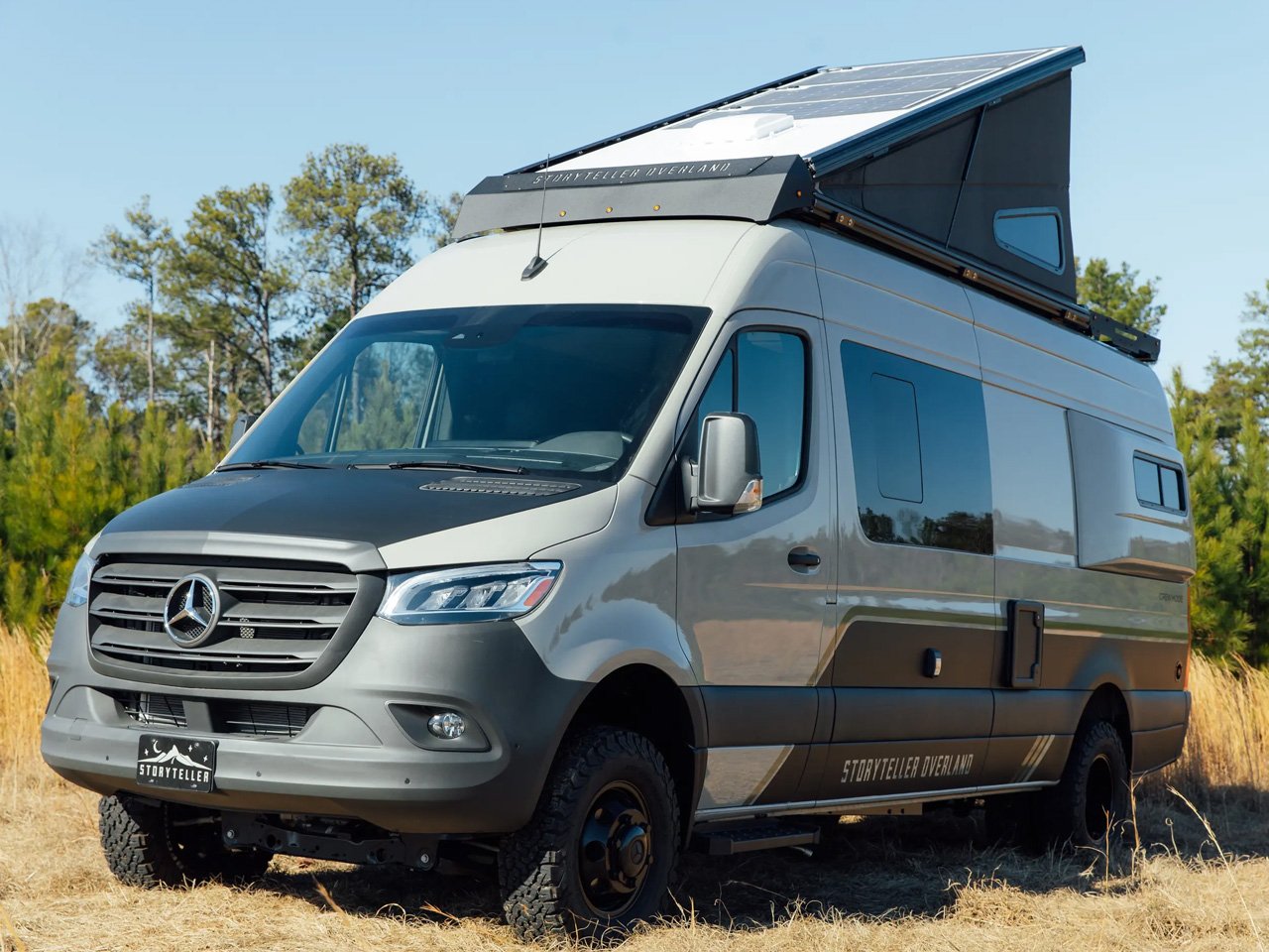 Storyteller Overland’s customized Sprinter camper van sleeps five in its ingenious setup
