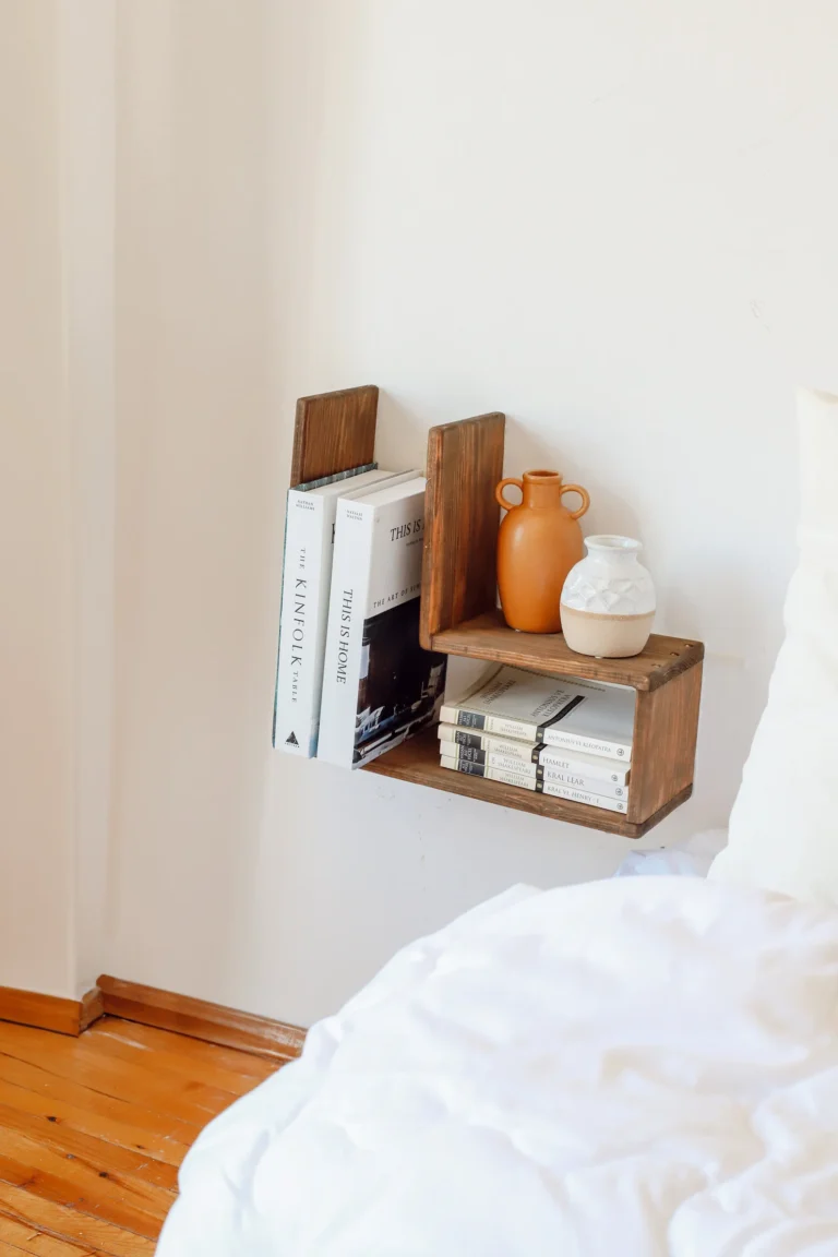 wooden floating nightstand