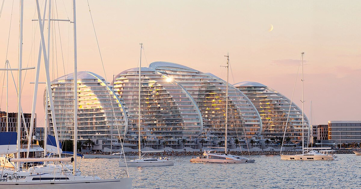 Zaha Hadid Architects Sculpts تموج أبراج الواجهة البحرية لجزيرة المارجان في الإمارات العربية المتحدة