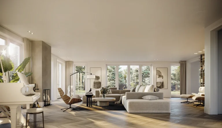 living space with piano