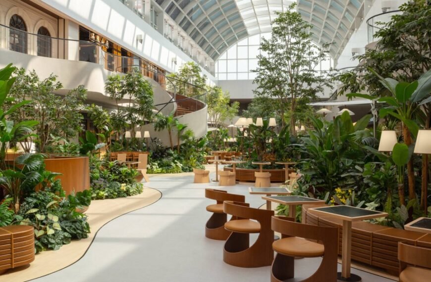 Step Inside This Indoor Garden Dining Plaza Filled With Plants And Pathways