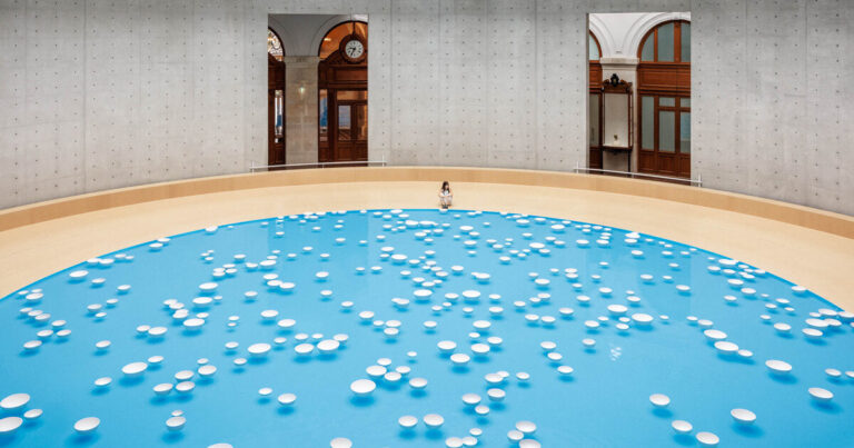 clinamen by céleste boursier-mougenot at the bourse de commerce