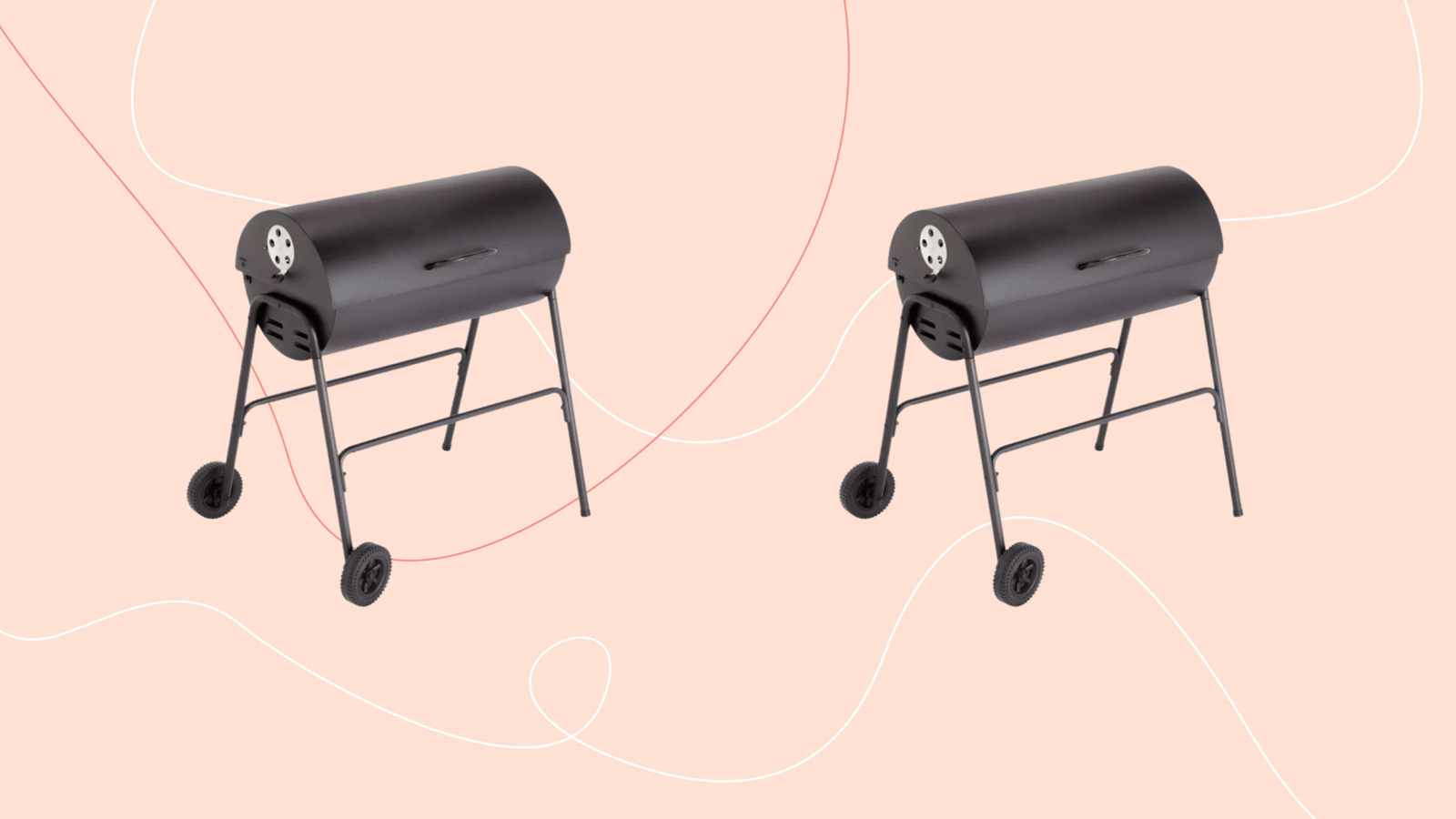 Argos Home Drum Charcoal BBQ With Cover &amp; Utensils.