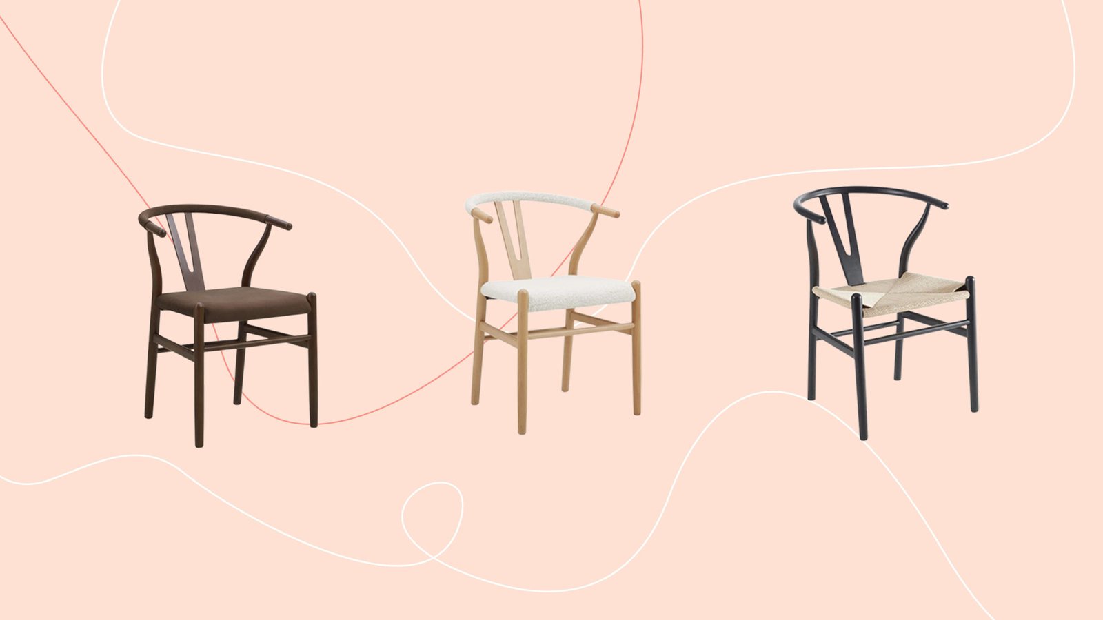 Wishbone chairs on pink background