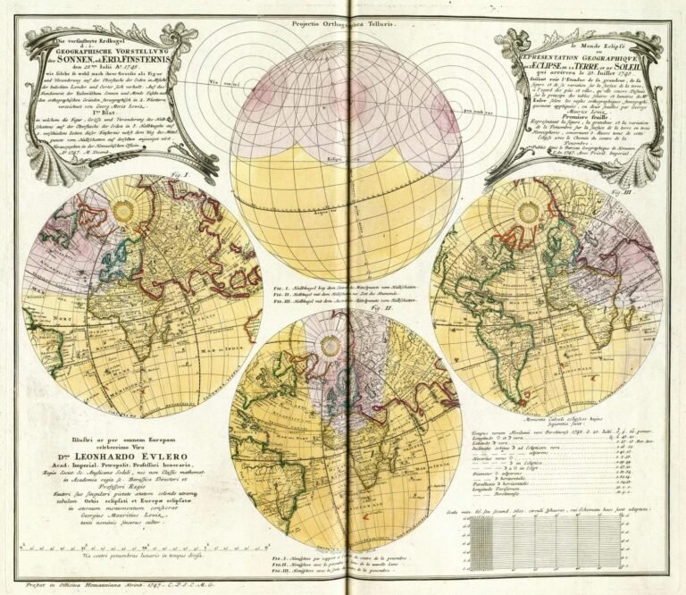 خريطة مصورة ملونة من الكسوف ومسارها