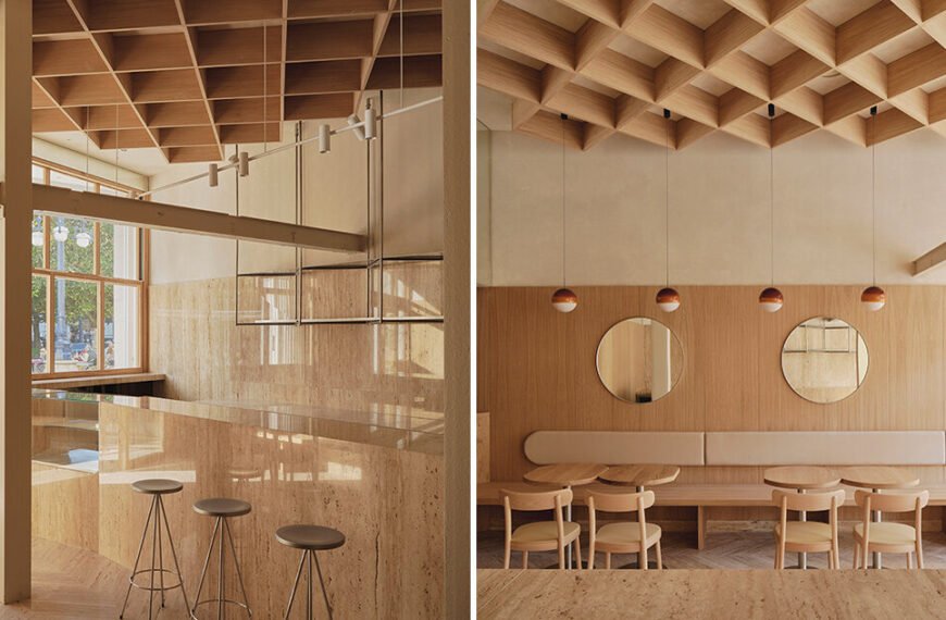 gridded ceiling tops zooco estudio's regma ice cream parlor