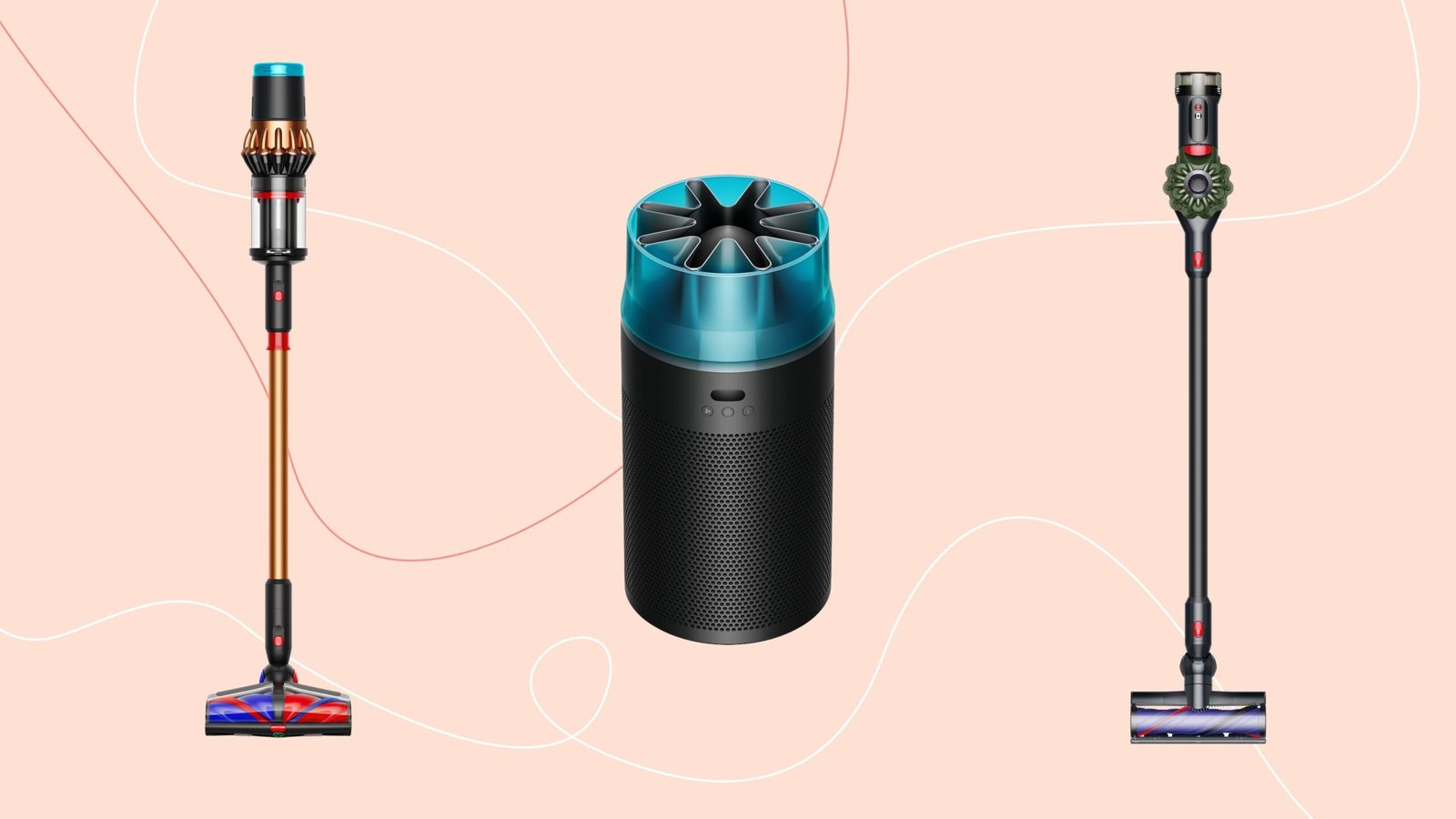 New Dyson products on a pink background
