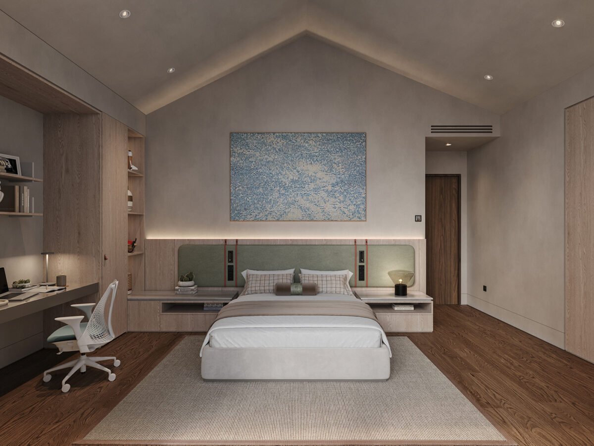 light wooden workstation