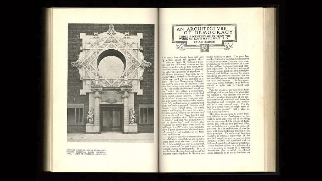 From the RECORD Archives: ‘An Architecture of Democracy: Three Recent Examples from the Work of Louis H. Sullivan'