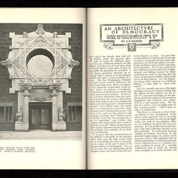 From the RECORD Archives: ‘An Architecture of Democracy: Three Recent Examples from the Work of Louis H. Sullivan'