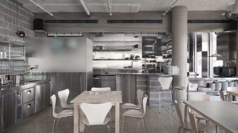 Kitchen with concrete and metal surfaces