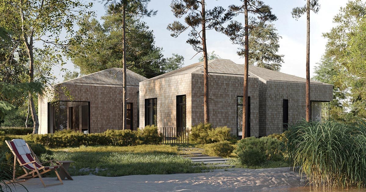 a cluster of gable-roofed homes clad in larch wood shingles unfolds along volga river 1 a cluster of gable-roofed homes clad in larch wood shingles unfolds along volga river