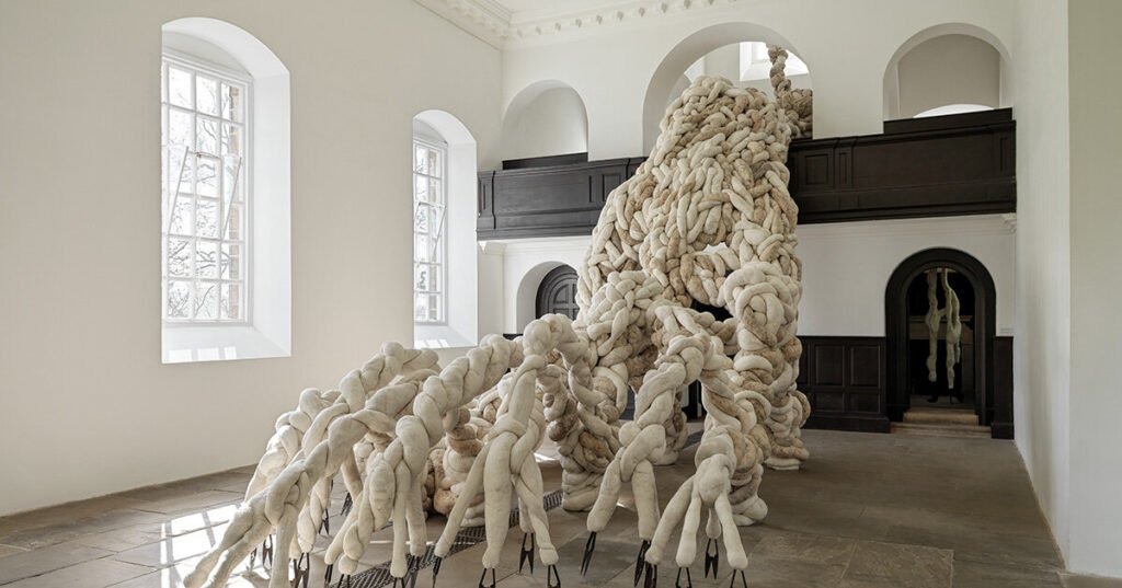 nicola turner suspends wool and horsehair in 18th-century chapel
