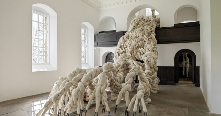 nicola turner suspends wool and horsehair in 18th-century chapel