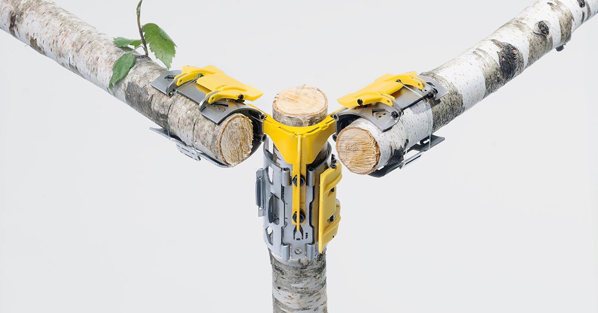 وصلة ثلاثية المحاور من يوجينيو كوستا تربط الفروع الخام بالهيكل بدون براغي