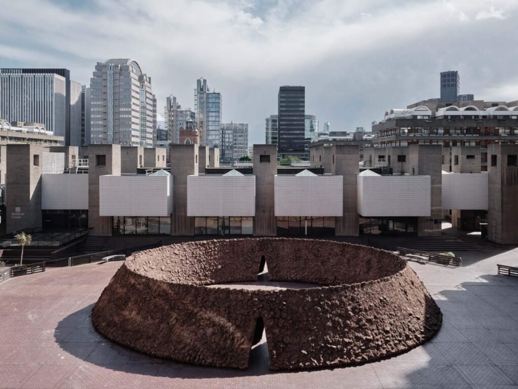 Delcy Morelos unveils earthy pavilion in London’s Barbican Sculpture Court