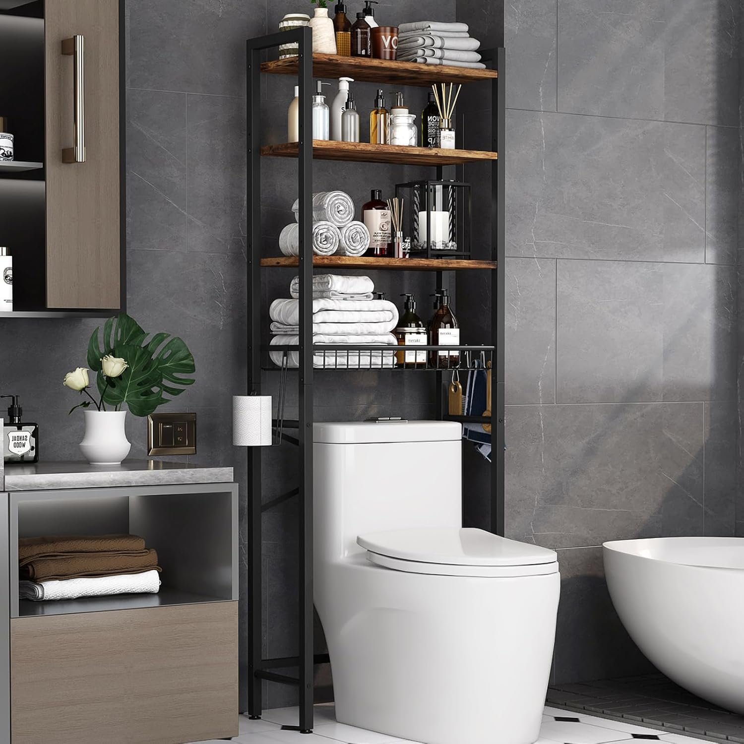 over the toilet storage rack
