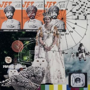 a collage with images of owls, crosswords, jet magazine, queen elizabeth and more