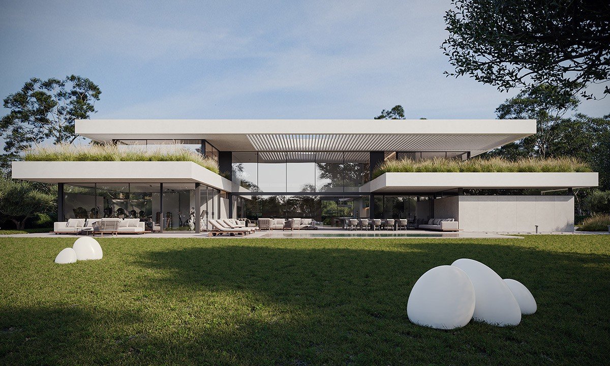استكشف فيلا ذات أسطح خضراء وحياة سلسة داخلية وخارجية 1 green roof luxury villa 18
