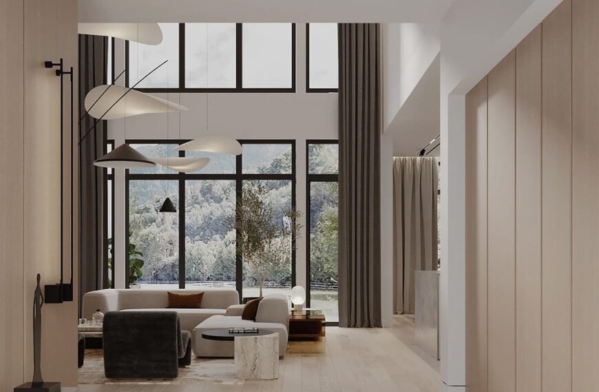 Warm Wood Tones and Double Height Minimalist Luxury 8