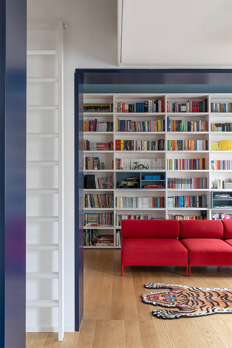 dka renovates roman apartment with brick vaults and blue joinery
